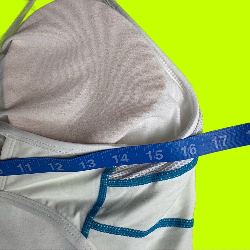 Athleta 1 Piece Bathing Suit Built In Bra White Lotus Design UV Protection Large - Picture 13 of 13